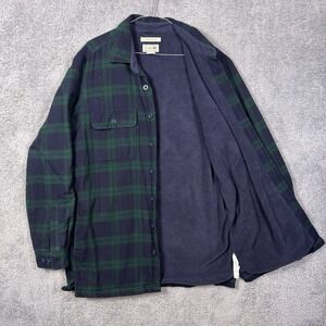 LL Bean Flannel Shirt Jacket Mens MT Medium Tall Shacket Fleece Tartan 298190